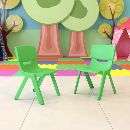 Flash Furniture Green Plastic Stackable School Chair with 13.25" Seat Height, PK2 2-YU-YCX-004-GREEN-GG